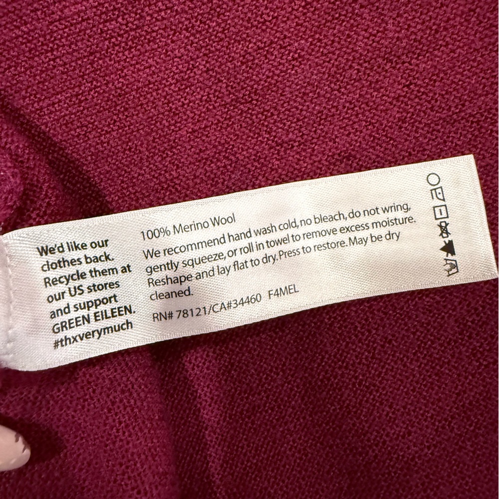 🔥Eileen Fisher Open-Front Burgundy Cardigan Sweater Women’s Size M EC🔥 - Picture 3 of 6